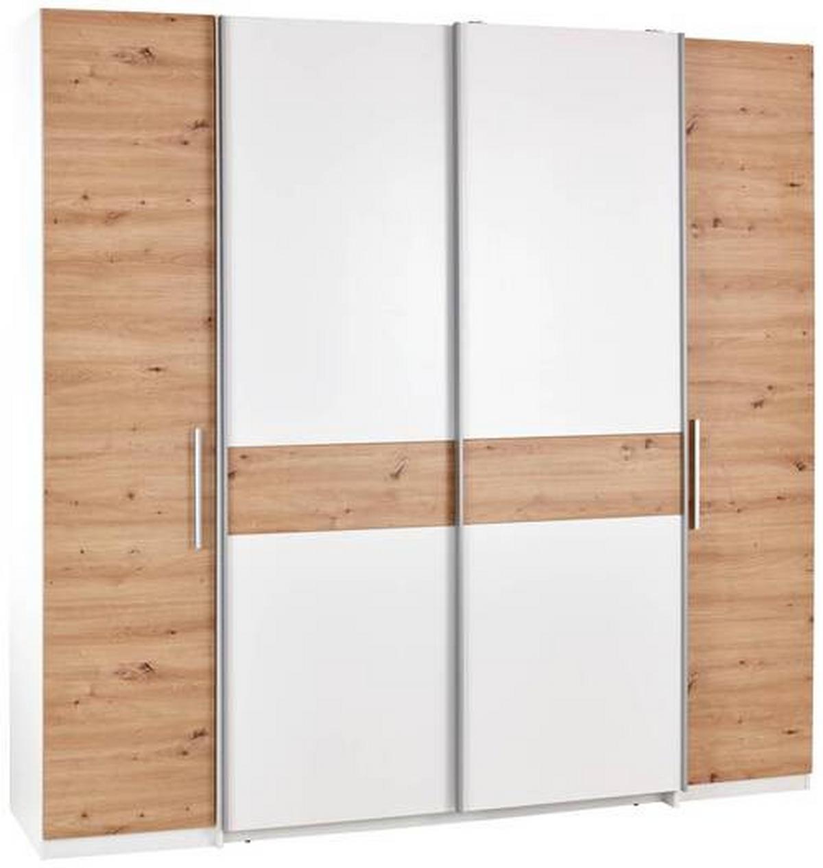 Drehtürenschrank B: 215 cm Fabio Weiß/Eiche Artisan Dekor - Weiß/Eiche Artisan, KONVENTIONELL, Holzwerkstoff (215/215/62cm)