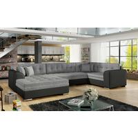 Wohnlandschaft Damario Grau, Schwarz U:189x338x189cm - Chromfarben/Schwarz, Design, Textil (189/338/189cm) - MID.YOU