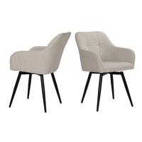 ARMLEHNSTUHL-SET Schwarz/Beige 2-teilig - Beige/Schwarz, MODERN, Textil/Metall (55/82/49cm) - MID.YOU