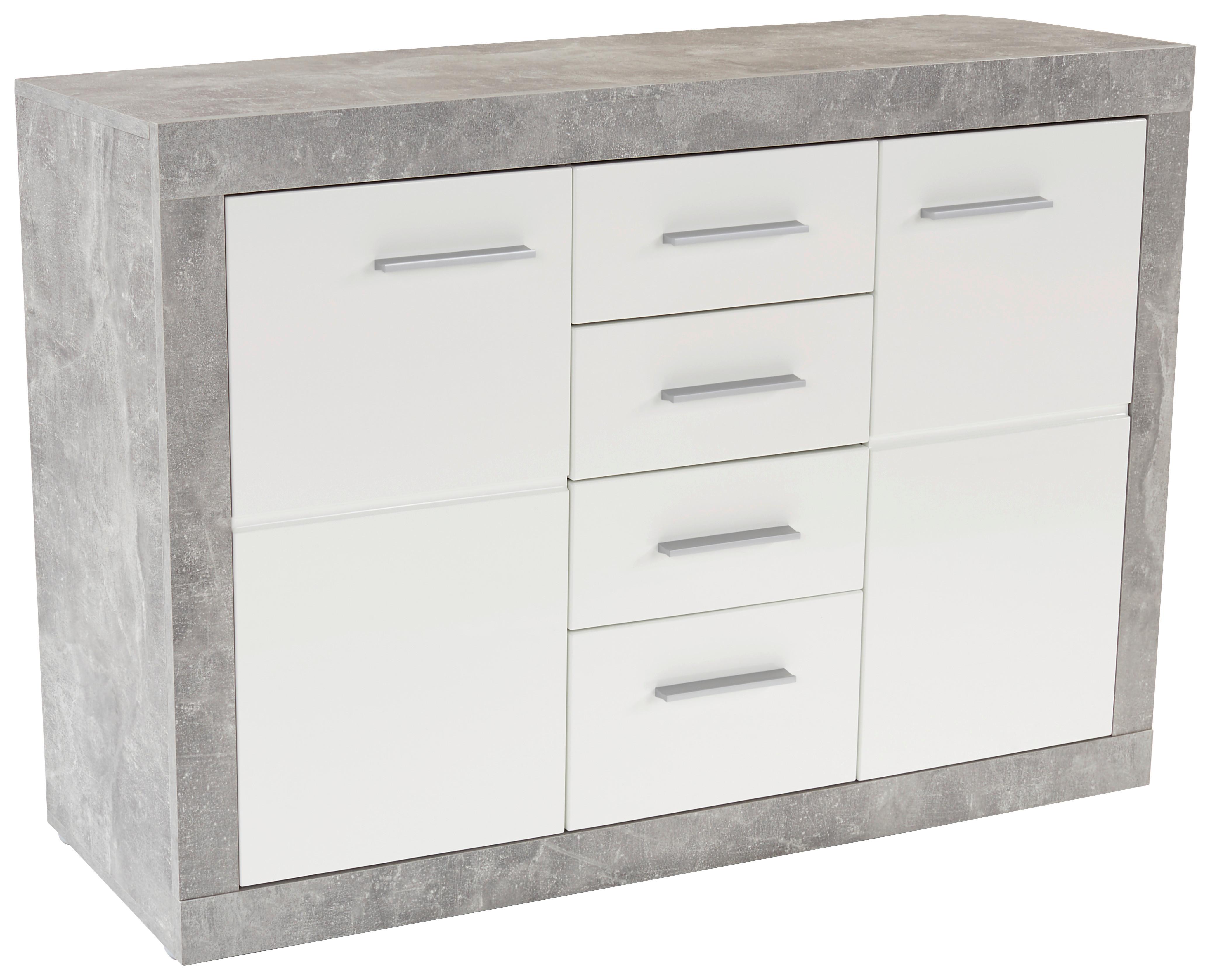 Sideboard B: 138 Cm Malta, Betonoptik/weiß - Schwarz/Weiß, MODERN, Holzwerkstoff (138/86/35cm)