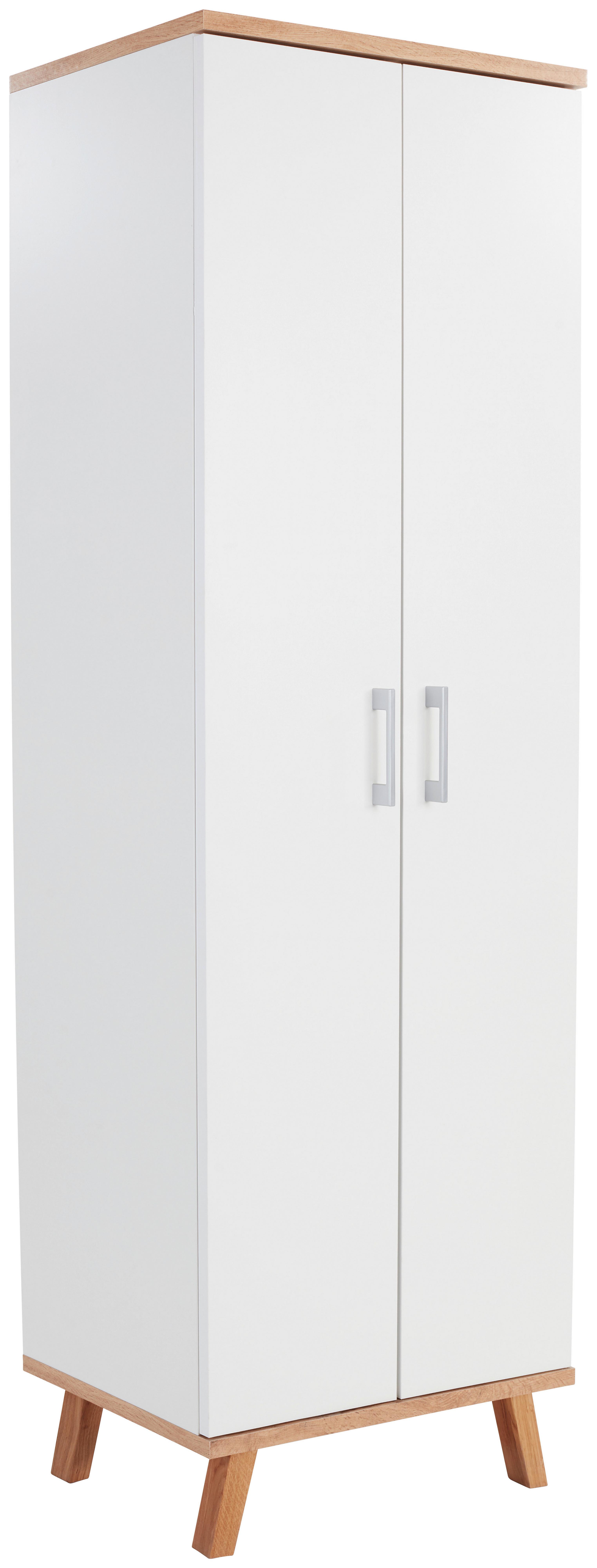 Schuhschrank Rivoli Weiß/Eiche Dekor Hoch B: 60 cm - Eichefarben/Weiß, KONVENTIONELL, Holzwerkstoff (60/180/35,5cm)