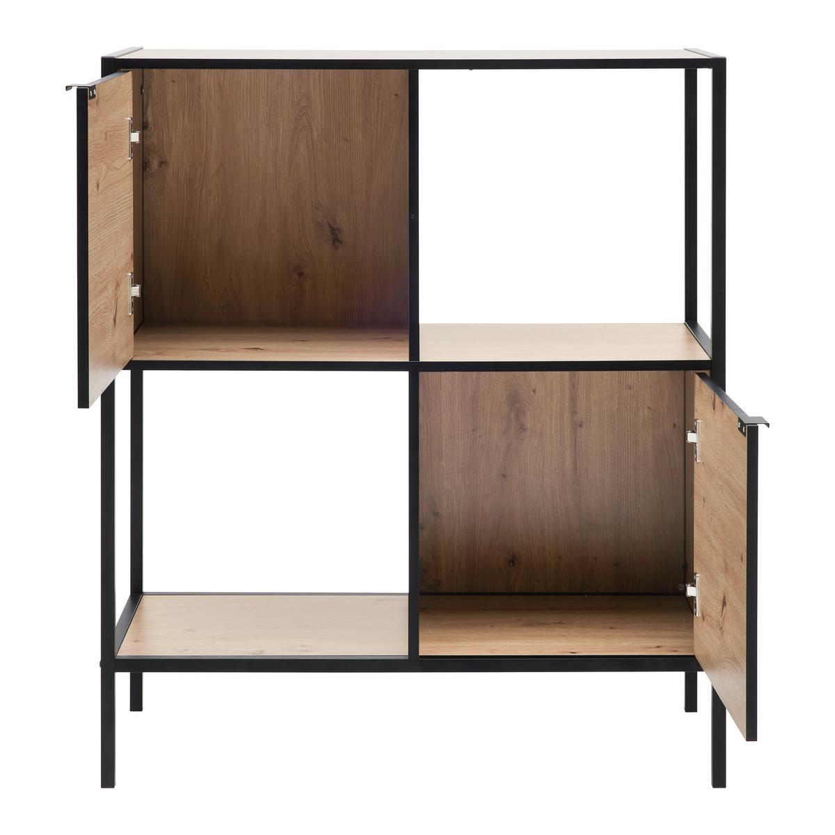 REGÁL QUEENS -EXKLUSIV- - čierna/prírodná farba, Modern, kov/kompozitné drevo (90/106/40cm) - Mömax