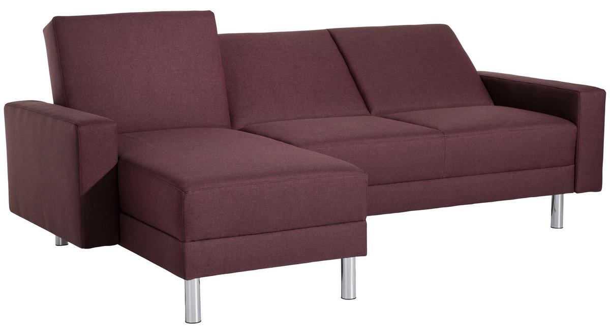 Ecksofa Mit Schlaffunktion Just Fashion, Dunkelrot - Chromfarben/Dunkelrot, KONVENTIONELL, Textil (152/230cm) - Max Winzer