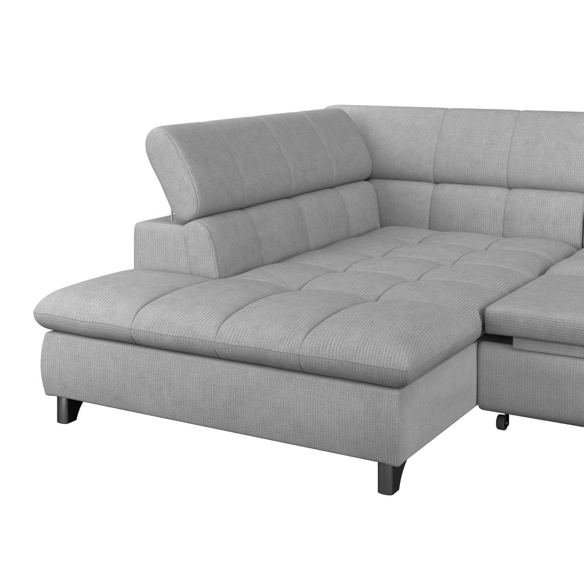 Ecksofa Mit Schlaffunktion Gemini Grau 234x312 Cm - Chromfarben/Hellgrau, KONVENTIONELL, Textil (234/312cm)