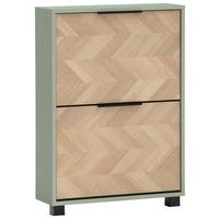 Schuhkipper Piazza Grün/eichefarben B: 59,8 Cm - Eichefarben/Schwarz, Design, Holzwerkstoff (59,8/85,7/19,55cm) - MID.YOU