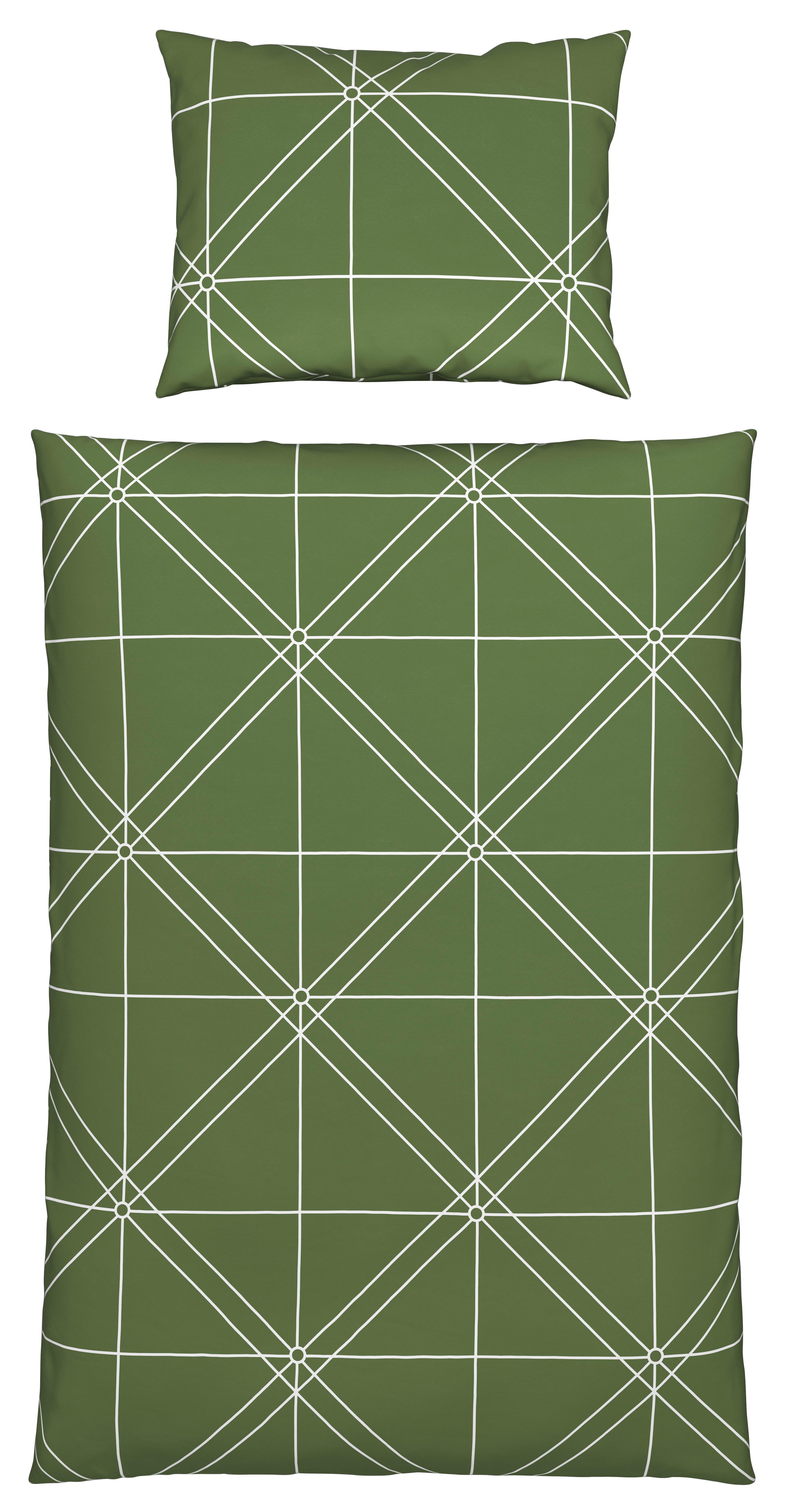 Satin Bettwäsche 140x200 cm Chalene Grün Abstrakt