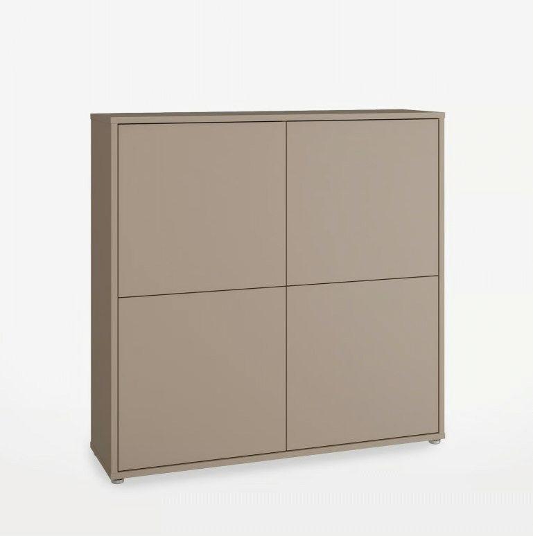 Vysoká komoda barva taupe - béžová hnědá, Moderní, kompozitní dřevo (124,5/121,5/34,9cm)