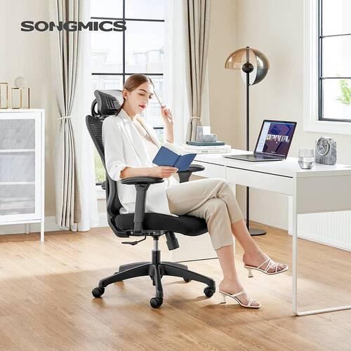 Bürostuhl mit Kopfstütze Schwarz, Bis 120 Kg - Schwarz, Basics, Kunststoff/Metall (68/114-123,5/66cm) - Boxxx