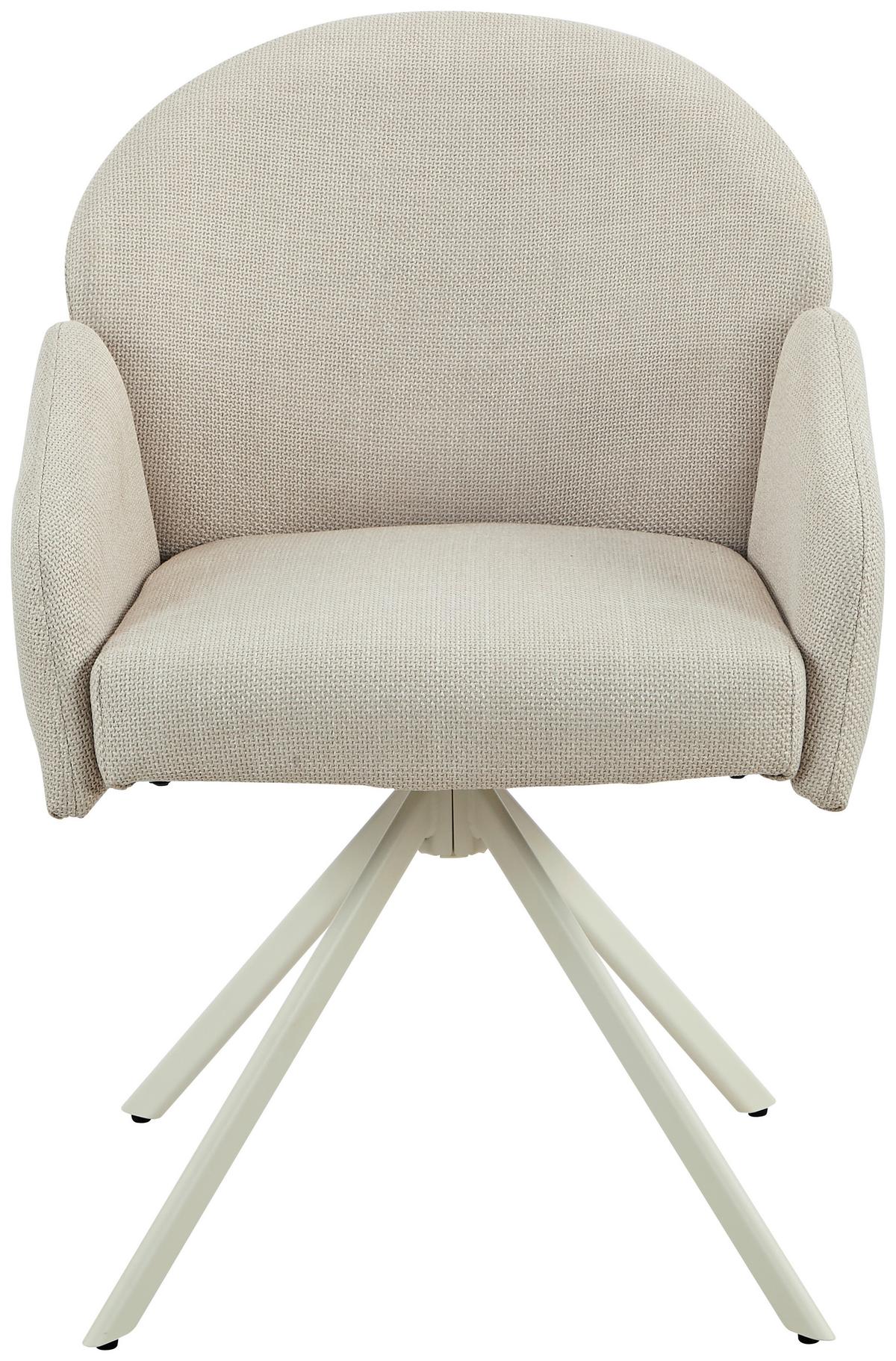 Armlehnstuhl Holly drehbar Webstoff Beige, B: 56,5 cm - Beige, MODERN, Textil/Metall (56,5/61/84cm)