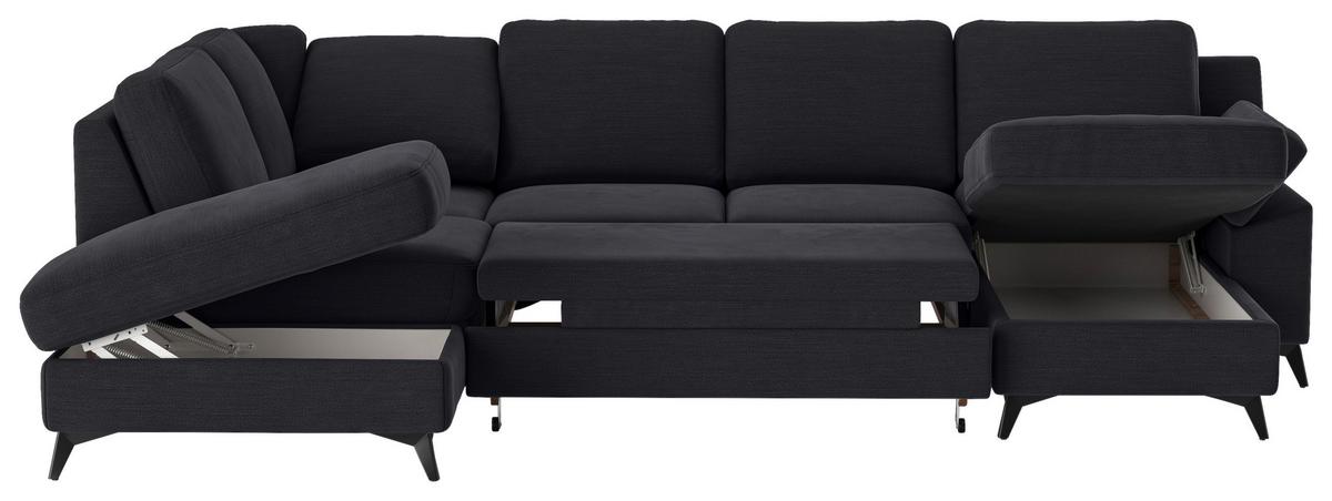 Wohnlandschaft Boom, Dunkelblau 204x309x156cm - Schwarz/Dunkelblau, KONVENTIONELL, Textil (204/309/156cm) - Cotta