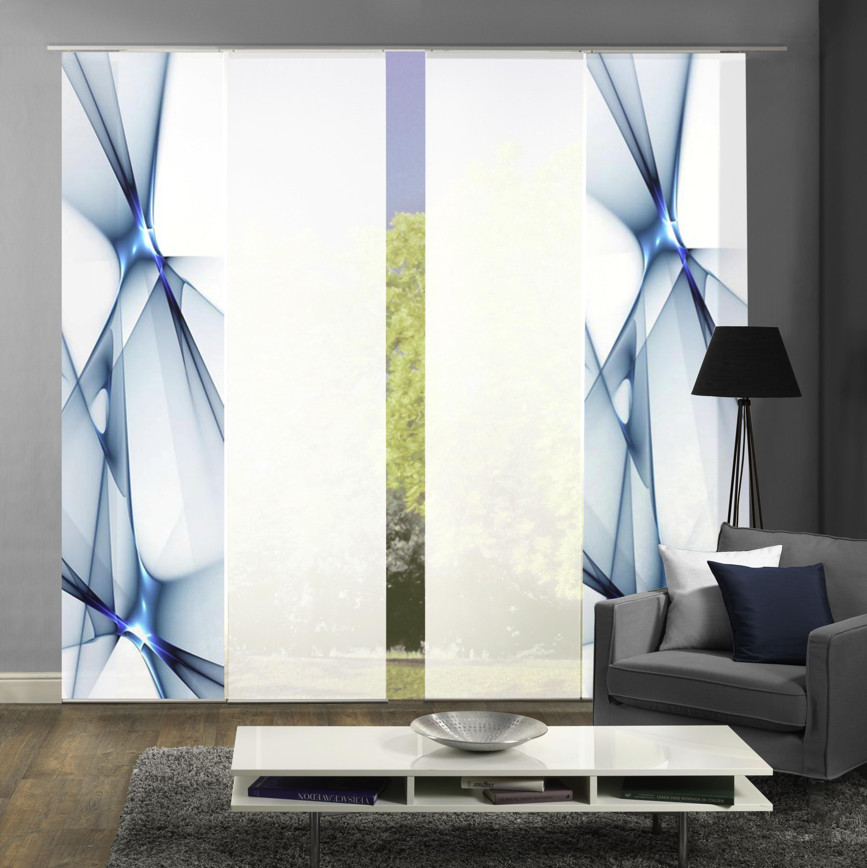 Flächenvorhang Weiß/Blau
