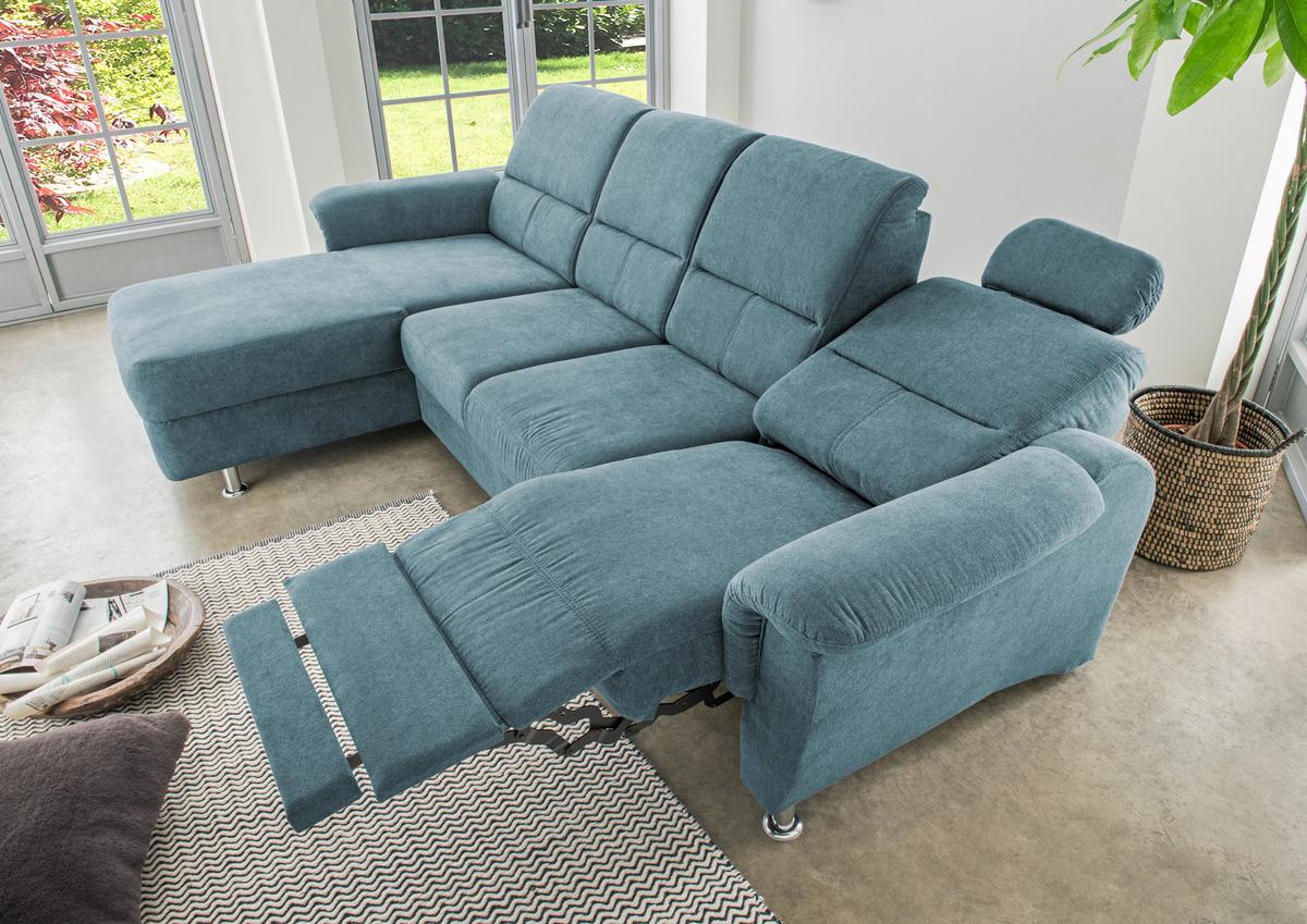 Ecksofa Parole Hellblau S:165/292 cm - Chromfarben/Hellblau, KONVENTIONELL, Textil (165/292cm) - Livetastic