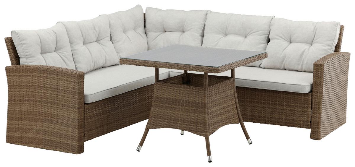 Loungegarnitur Watford - Braun, KONVENTIONELL, Holz - Gardenson