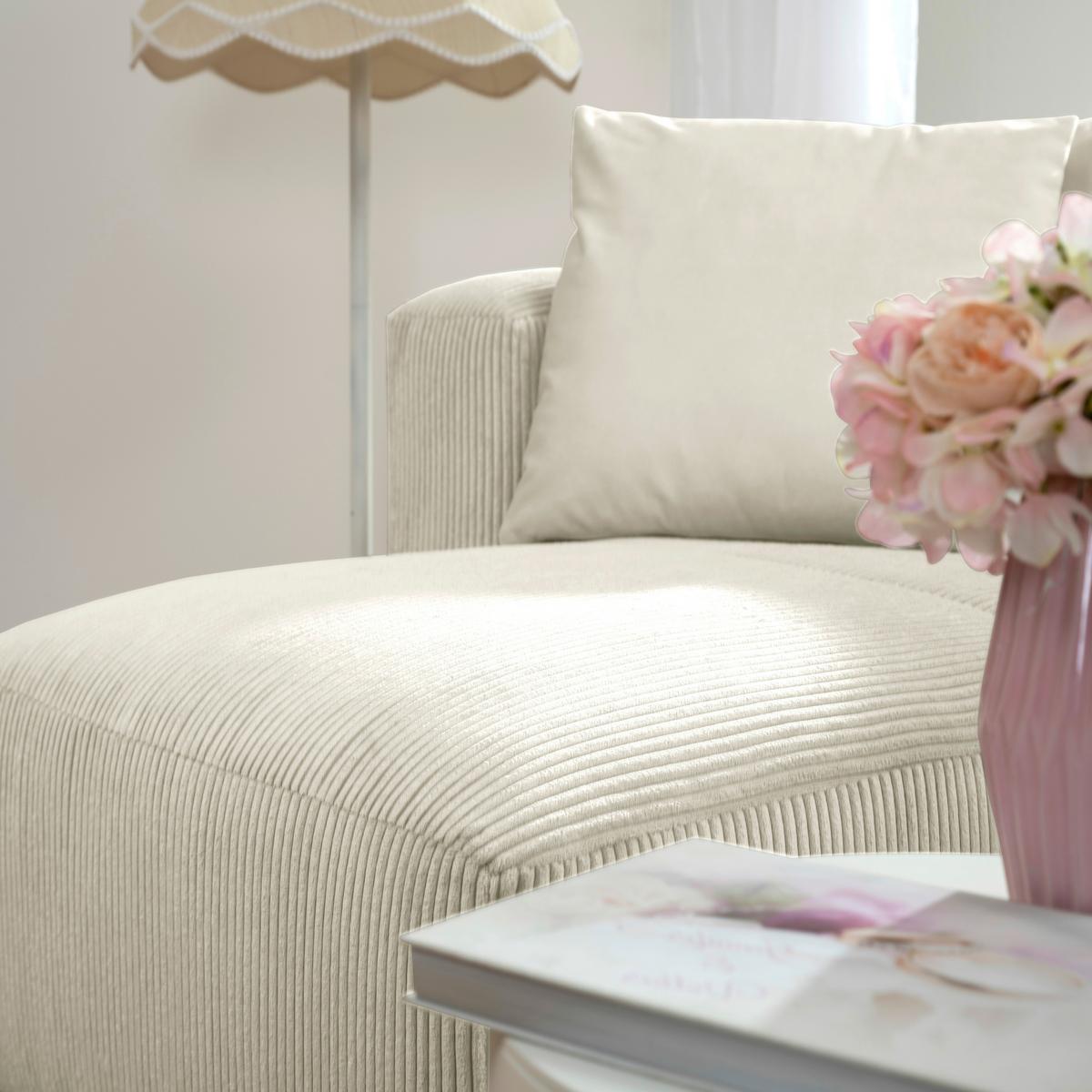 Ecksofa Lenata Creme Cord - Creme/Schwarz, Design, Textil (160/250cm) - Max Winzer