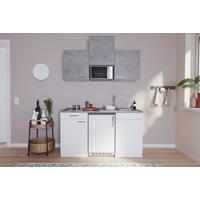 Miniküche mit Kühlschrank und Mikrowelle B: 150 cm Grau/Weiß - Weiß/Grau, KONVENTIONELL, Holzwerkstoff (150cm) - Respekta