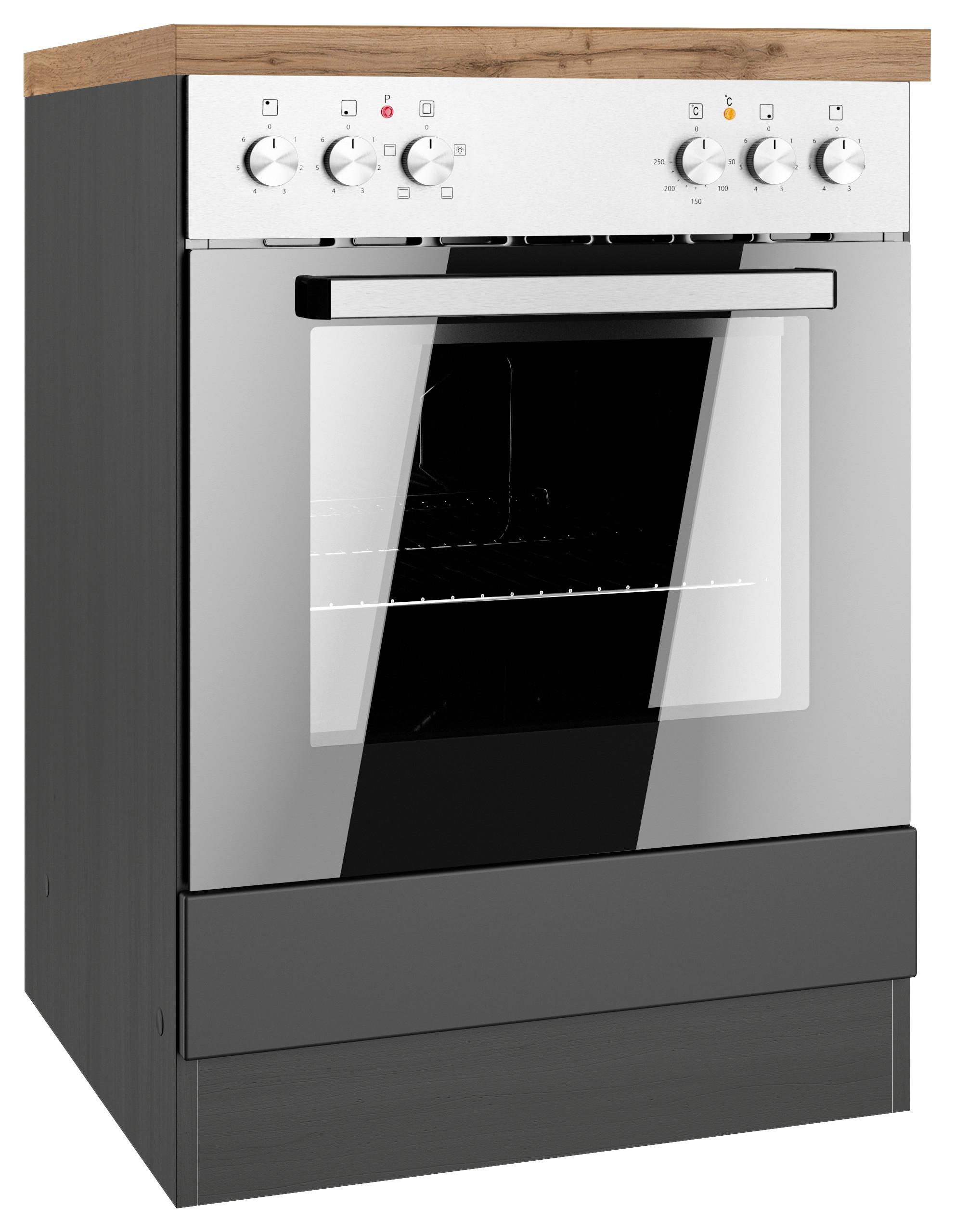 Herdumbauschrank Meran B: 60 cm Grau/Eiche Dekor - Eiche Wotan/Grau, LIFESTYLE, Holzwerkstoff (60/86/60cm) - Held