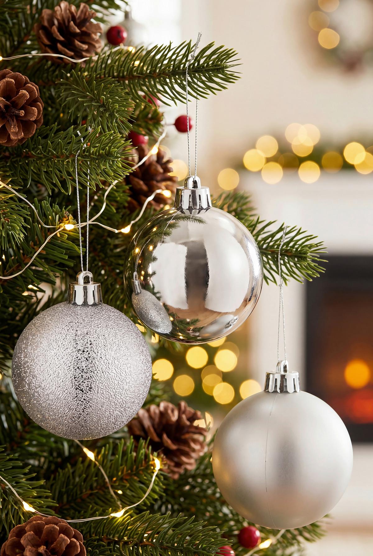 CHRISTBAUMKUGEL-SET Ena, Silberfarben, 30-teilig - Silberfarben, KONVENTIONELL, Kunststoff (6cm) - Luca Bessoni