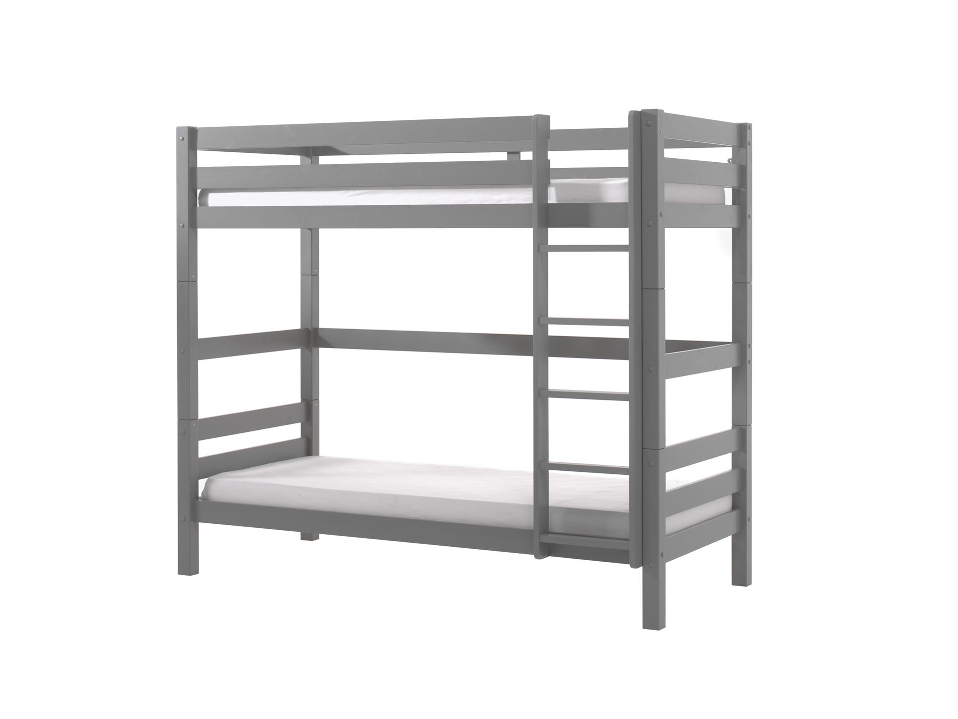 Etagenbett Pino Grau Kiefer Massiv mit Leiter - Grau/Kieferfarben, MODERN, Holz (90/200cm) - MID.YOU