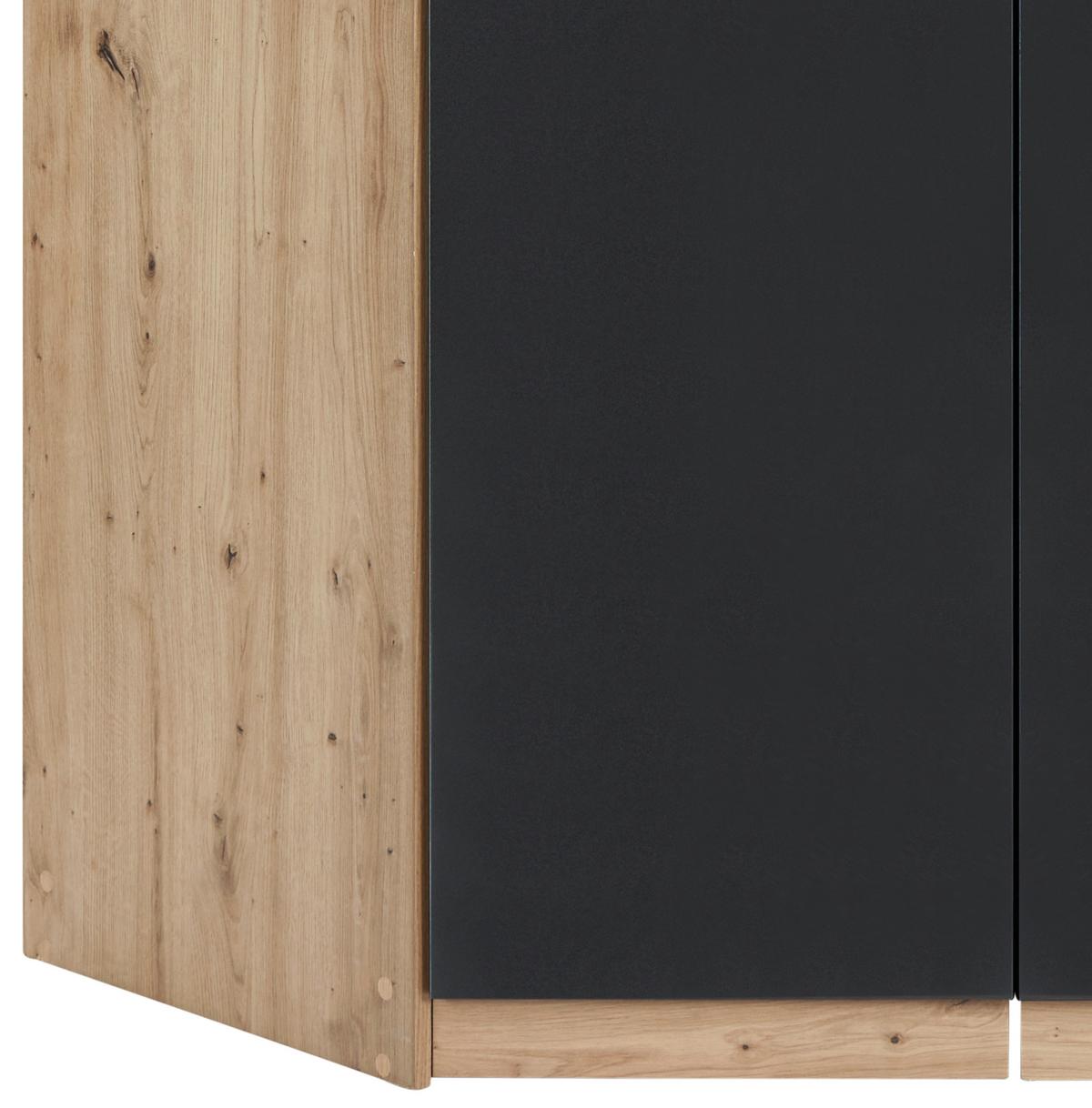 Sarokszekrény Celle Extra - Artisan tölgy/sötétszürke, Design, faalapú anyag (117/197/117cm)