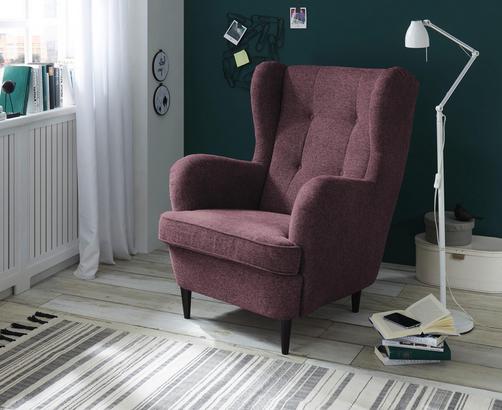 Sessel B: 78 cm Sessel Oskar Aubergine