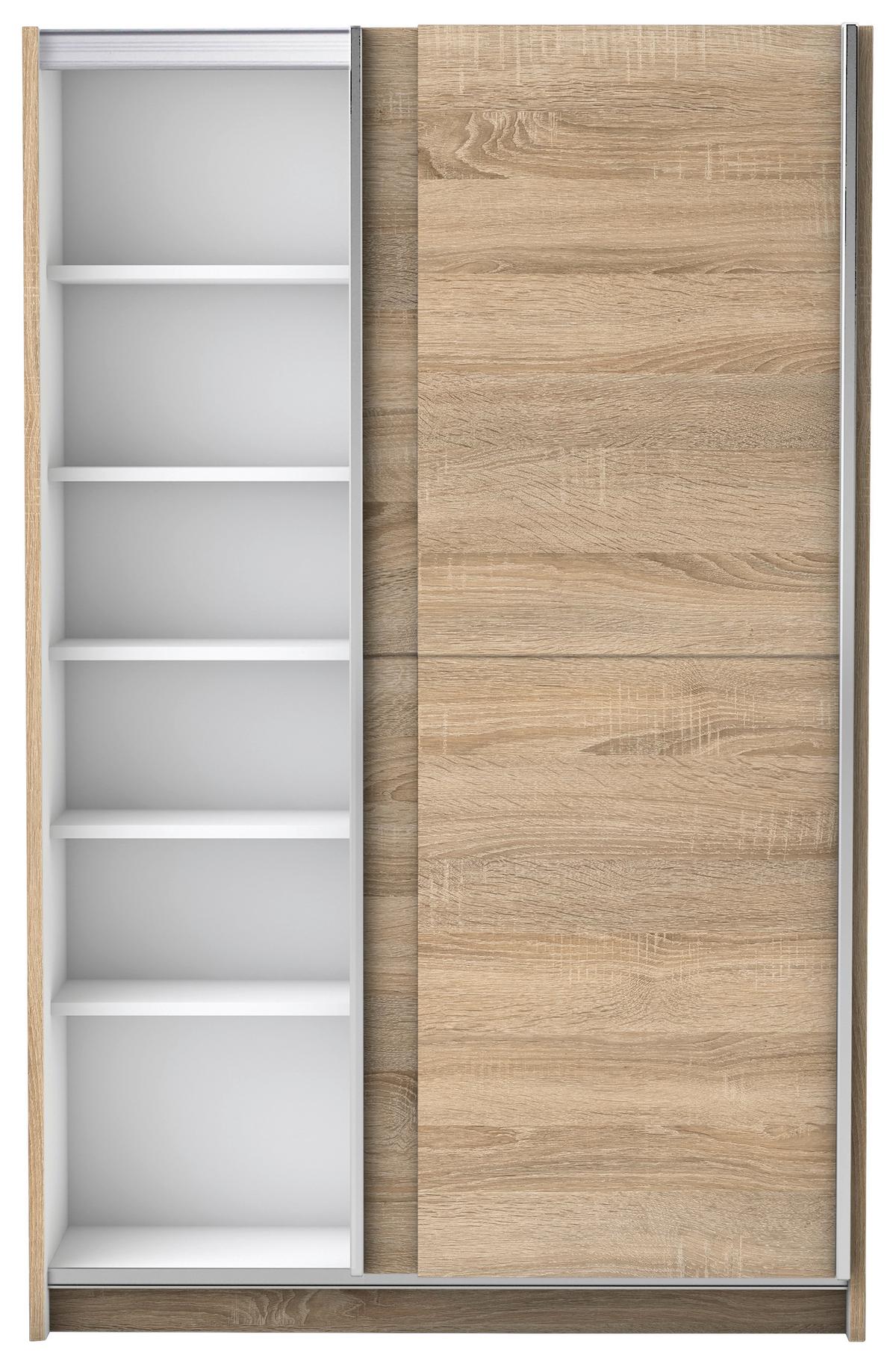 Schwebetürenschrank 125 Cm Slim, Sonoma Eiche Dekor - Eichefarben, Basics, Holzwerkstoff (125/195,5/38cm) - P & B