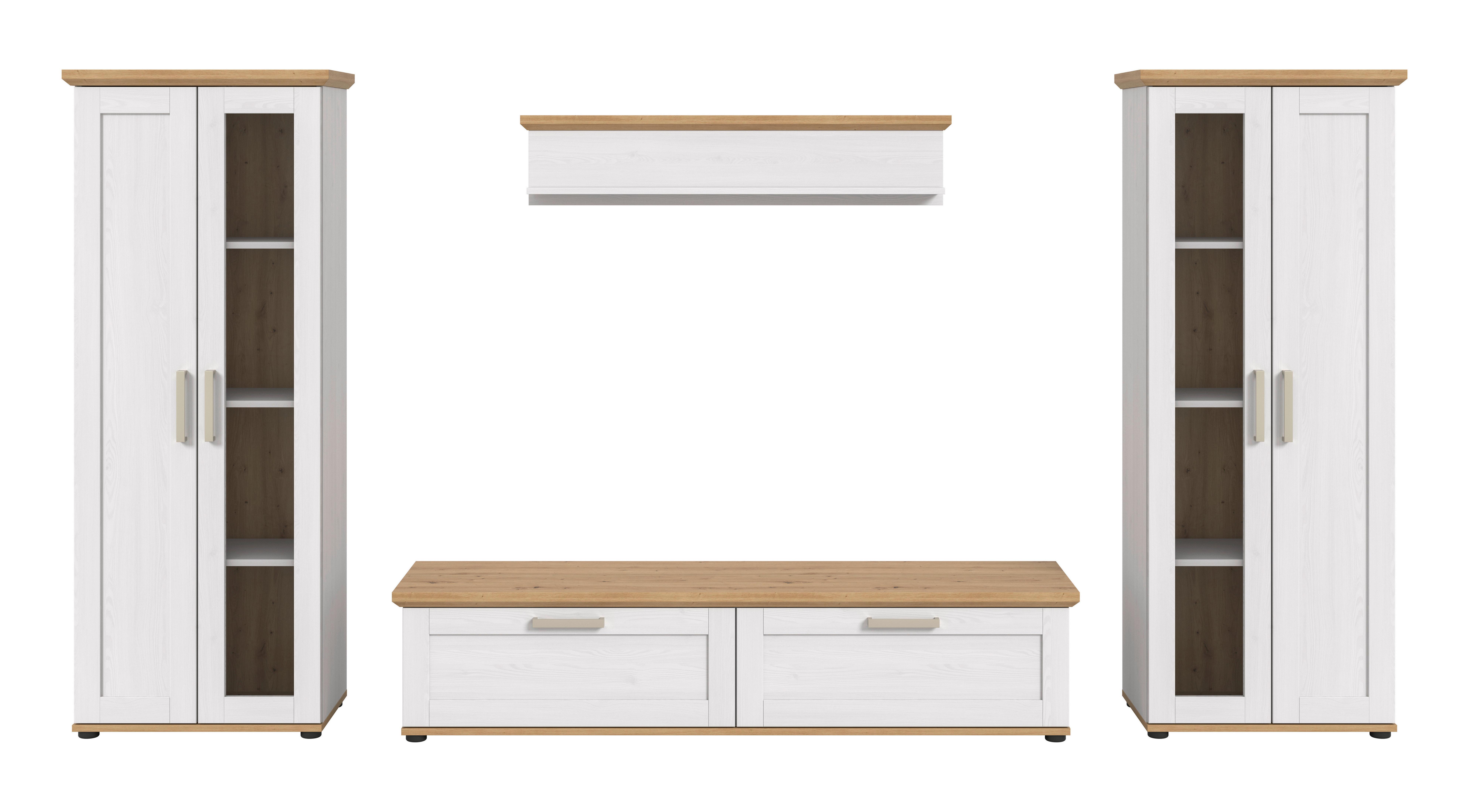 Wohnwand Verona Lärchefarben /Eiche Dekor B: 316cm - Lärchefarben/Eiche Artisan, Design, Holzwerkstoff (316/161/40cm) - Livetastic