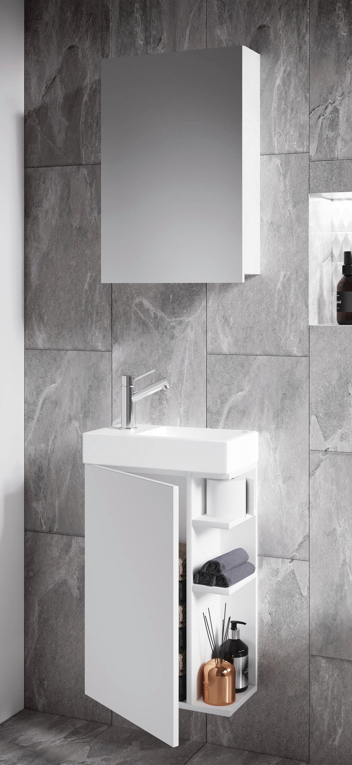 Gästebad Lumia - Weiß, MODERN, Glas/Keramik (40cm) - MID.YOU
