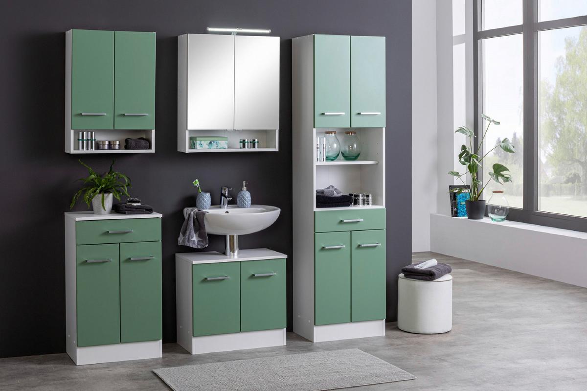 Badezimmer Unterschrank Riga Bxh 50x84 Cm Weiß/grün - Weiß/Grün, MODERN, Holzwerkstoff (50/84/35cm) - Held