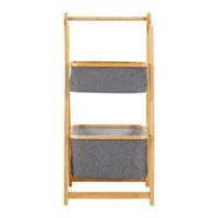 Úložný regál MISAKI tmavosivý - tmavosivá, Modern, drevo/textil (44/35/99cm) - Bessagi Home