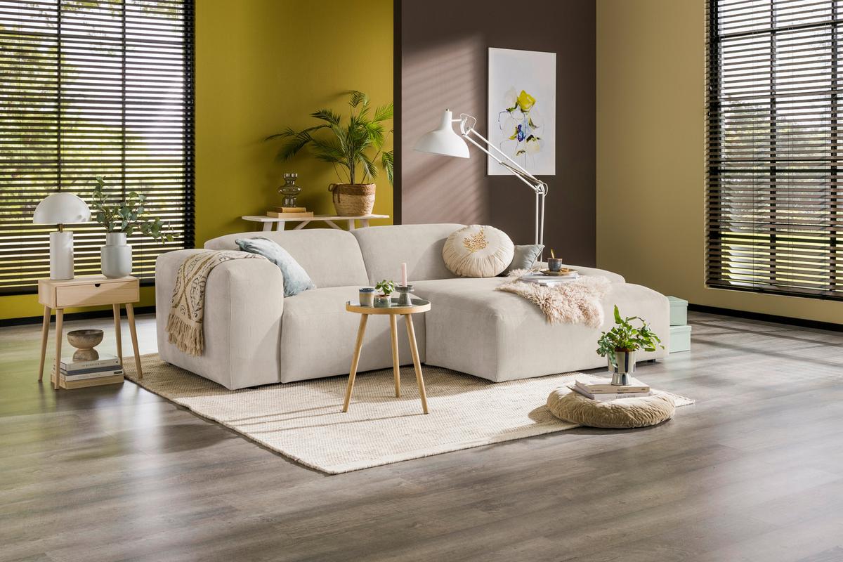 ECKSOFA Hannah Beige S: 252x170cm - Beige/Schwarz, Design, Textil (252/170cm) - MID.YOU