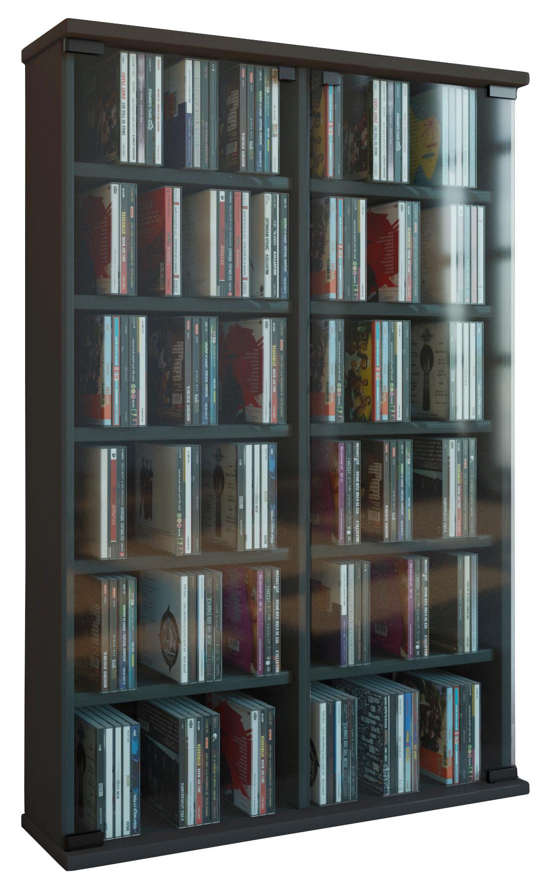 CD Regál Roma čierny - čierna, Konventionell, kompozitné drevo/sklo (60/92/18cm) - MID.YOU