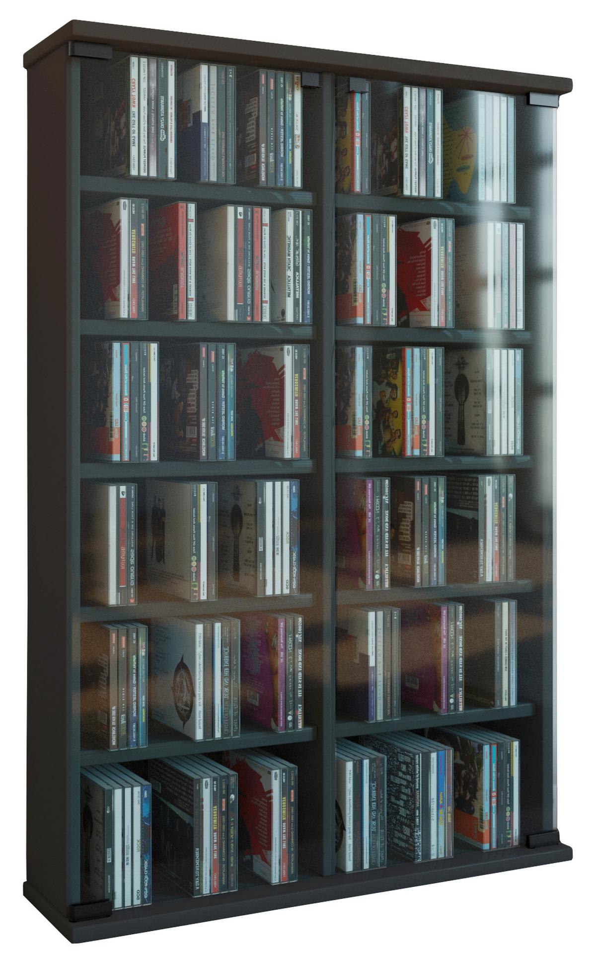 CD Regál Roma čierny - čierna, Konventionell, kompozitné drevo/sklo (60/92/18cm) - MID.YOU