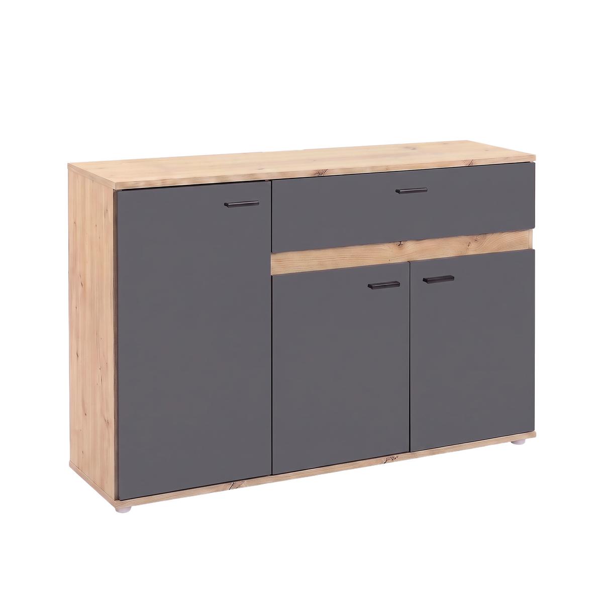 Kommode Carmen 3 Anthrazit/Eichefa. B: 120,1cm - Eichefarben/Anthrazit, Trend, Holzwerkstoff (120,1/80/35cm) - Based