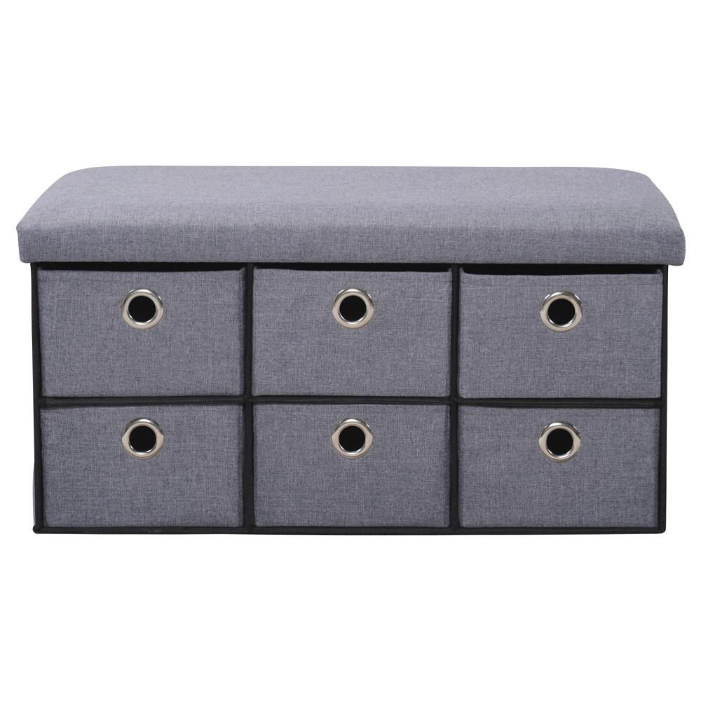Garderobenbank Grau Mit Aufbewahrungsboxen, B: 76 cm - Grau, Basics, Holzwerkstoff/Kunststoff (76/38/38cm) - Kesper