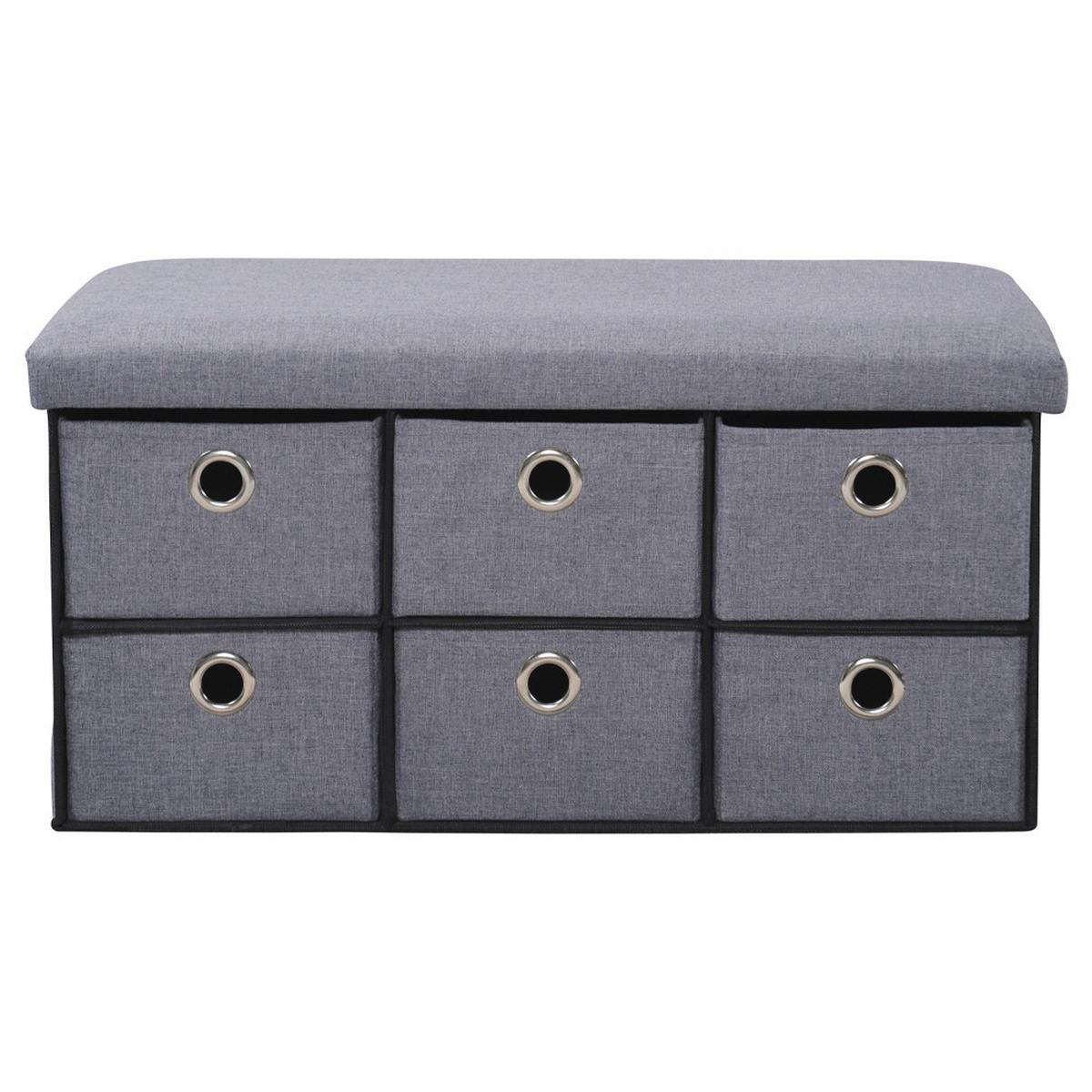 Garderobenbank Grau Mit Aufbewahrungsboxen, B: 76 Cm - Grau, Basics, Holzwerkstoff/Kunststoff (76/38/38cm) - Kesper