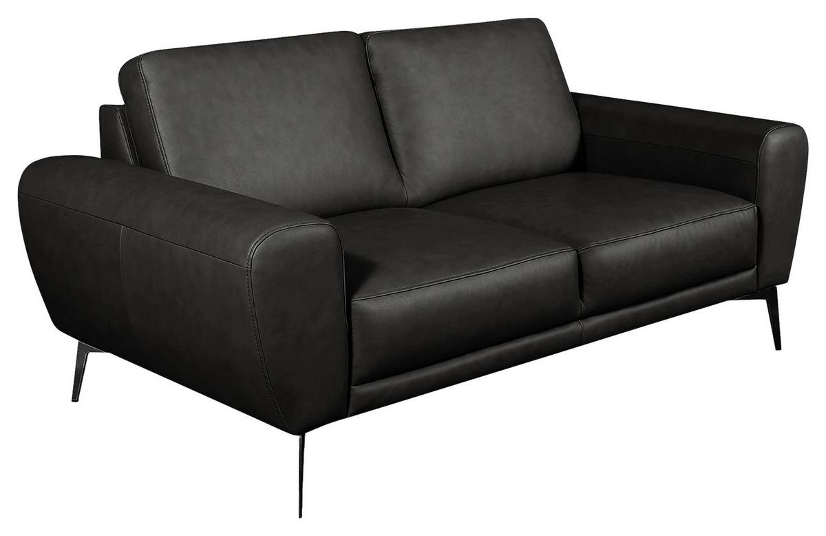2-Sitzer-Sofa Spring, Schwarz B: 177 cm - Schwarz, Design, Leder (177/85/92cm) - Livetastic