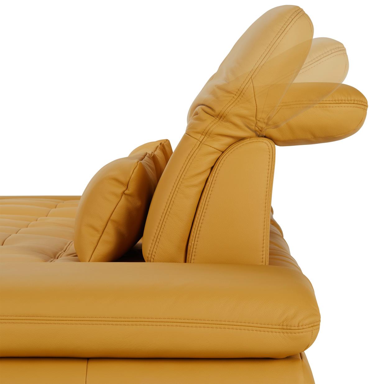 Rohová sedačka SANFINO, ľavá, kari žltá pravá koža - chrómová/kari žltá, Konventionell, kov/koža (199/305cm) - Premium Living