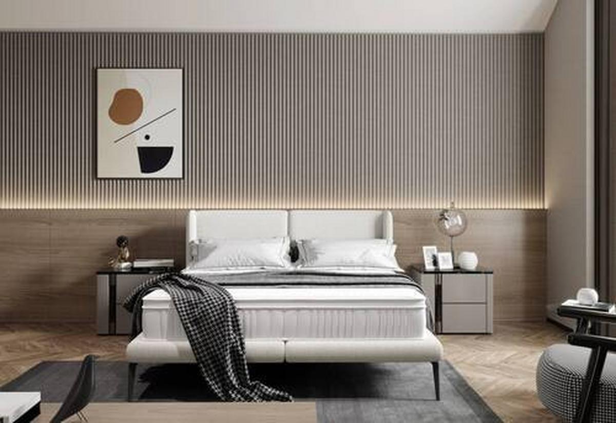 Polsterbett +matratze 180x200 Tessina Now Or Never Weiß - Creme/Schwarz, MODERN, Textil (180/200cm) - Livetastic