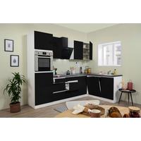 Küchenzeile Premium Mit Geräten 280 Cm Weiß/schwarz Modern - Schwarz Hochglanz/Schwarz, MODERN, Holzwerkstoff (280/172cm) - Respekta