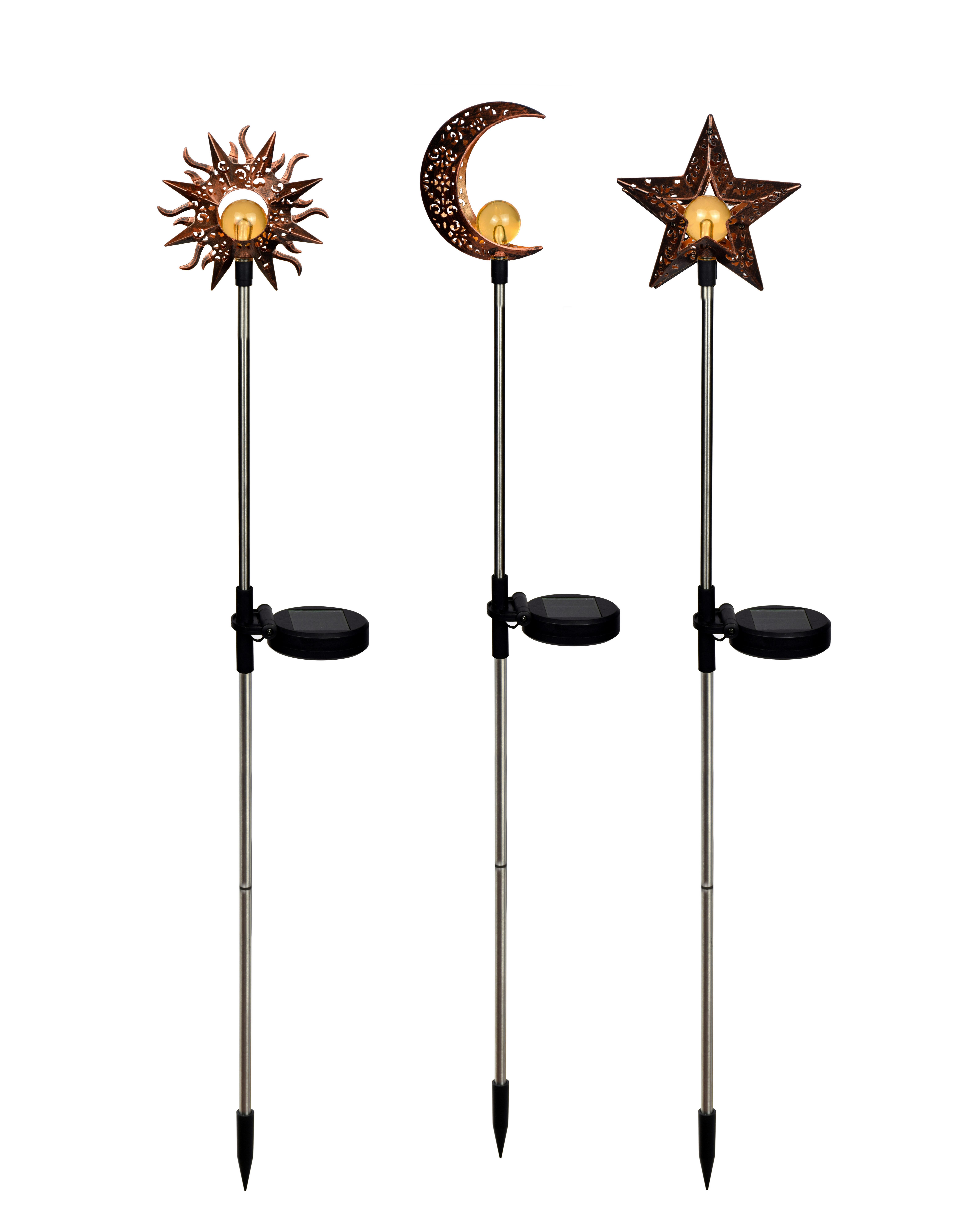 Solarleuchte mit Erdspieß Rafael 1xled Warmweiß H: 82cm - Bronzefarben, KONVENTIONELL, Kunststoff/Metall (12/5,5/82cm)