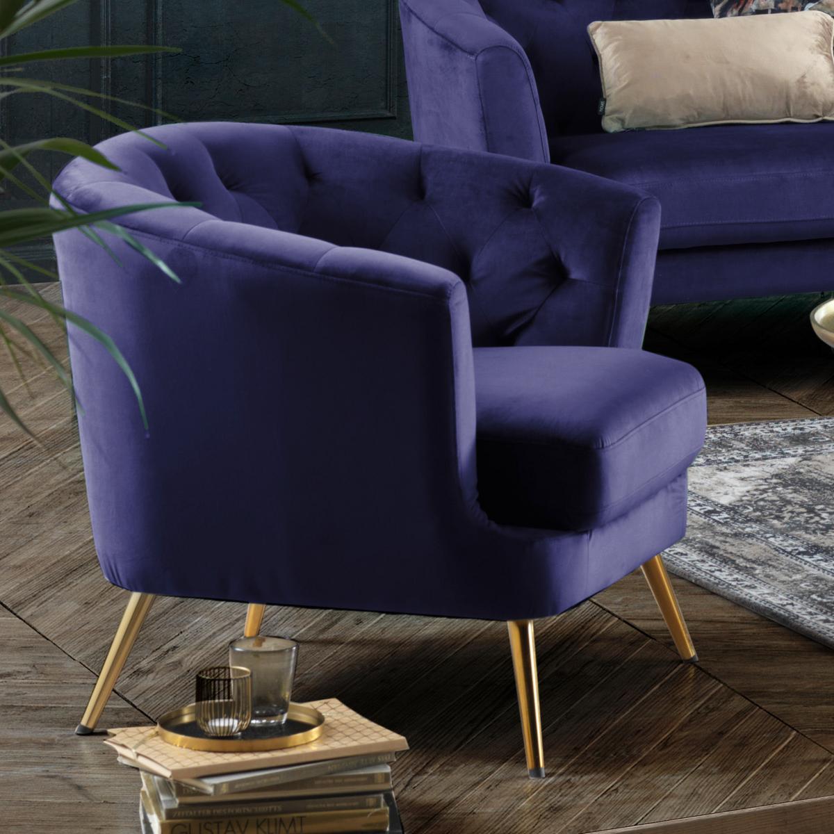 Fotel Lita - kék, Modern, textil/fém (89/78/83cm) - Ti'me