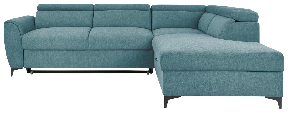 Ecksofa Lapis Petrol S: 255/217 Cm - Petrol/Schwarz, KONVENTIONELL, Textil (255/217cm) - MID.YOU