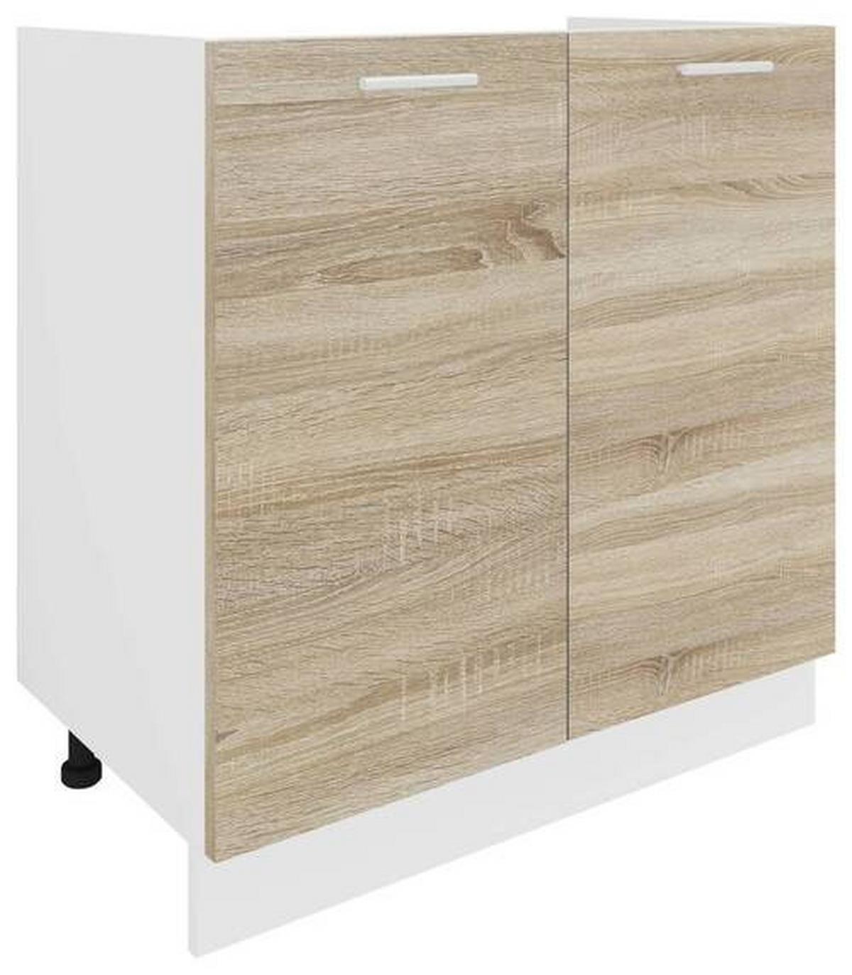 Waschbeckenunterschrank Esilo B: 80 cm Weiß/Eiche Dekor - Weiß/Sonoma Eiche, KONVENTIONELL, Holzwerkstoff (80/82/46cm) - MID.YOU