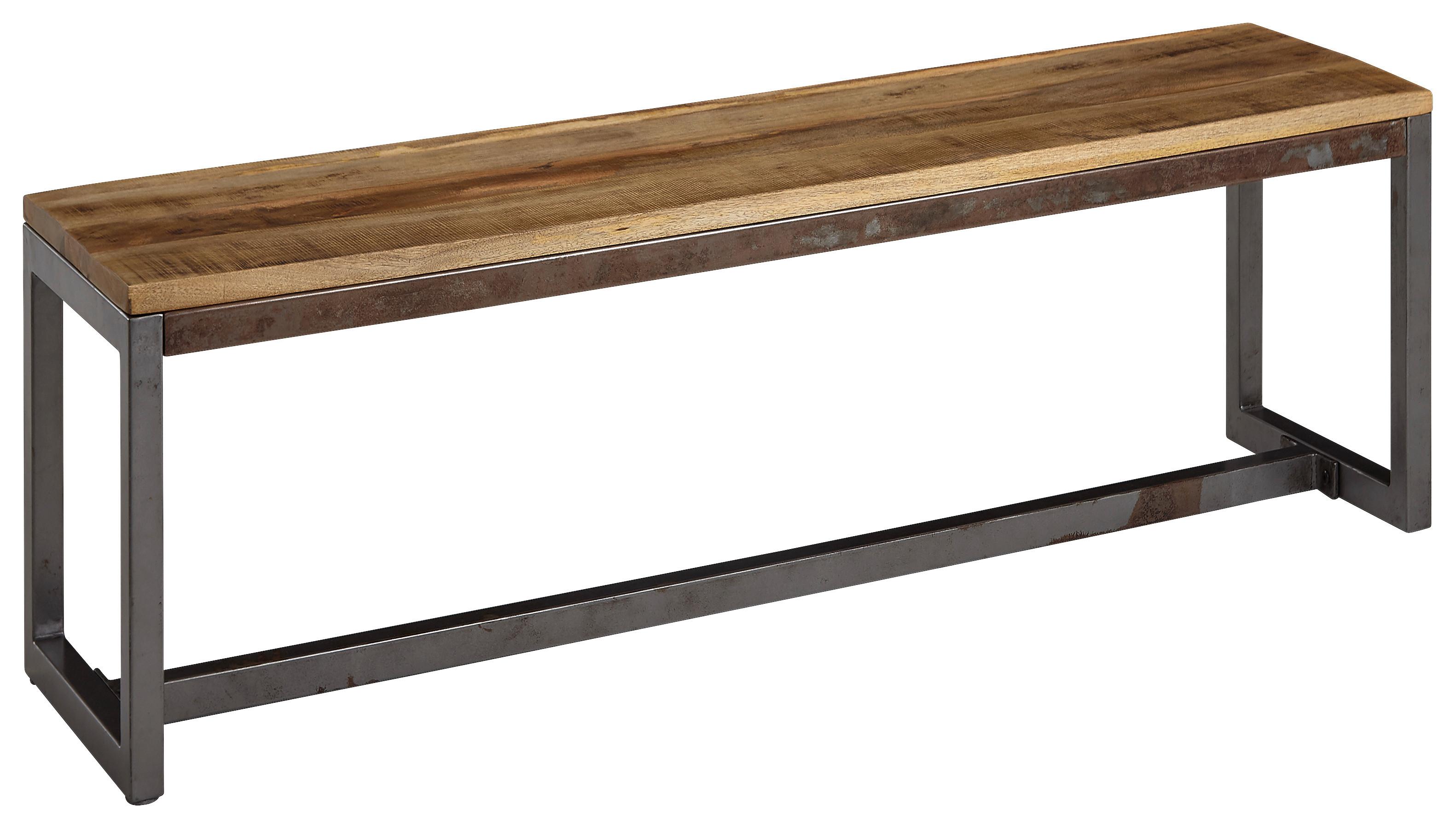 Sedací lavice z mangového dřeva 120 cm - černá/přírodní barvy, Konvenční, kov/dřevo (120/46/45cm) - MID.YOU