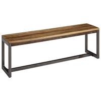 Sedací lavice z mangového dřeva 120 cm - černá/přírodní barvy, Konvenční, kov/dřevo (120/46/45cm) - MID.YOU