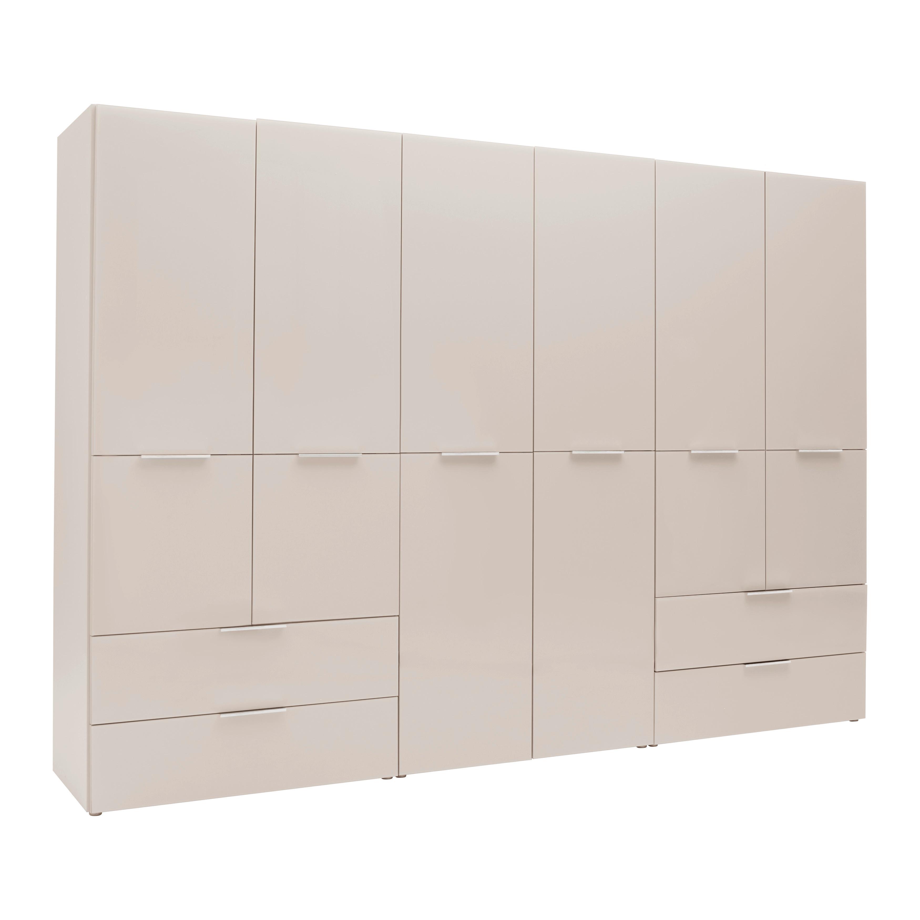 Skriňa s otočnými dverami SIENA, šírka 300 cm - kašmírová/barvy chromu, Konvenční, kov/kompozitní dřevo (300/212/57cm) - Premium Living