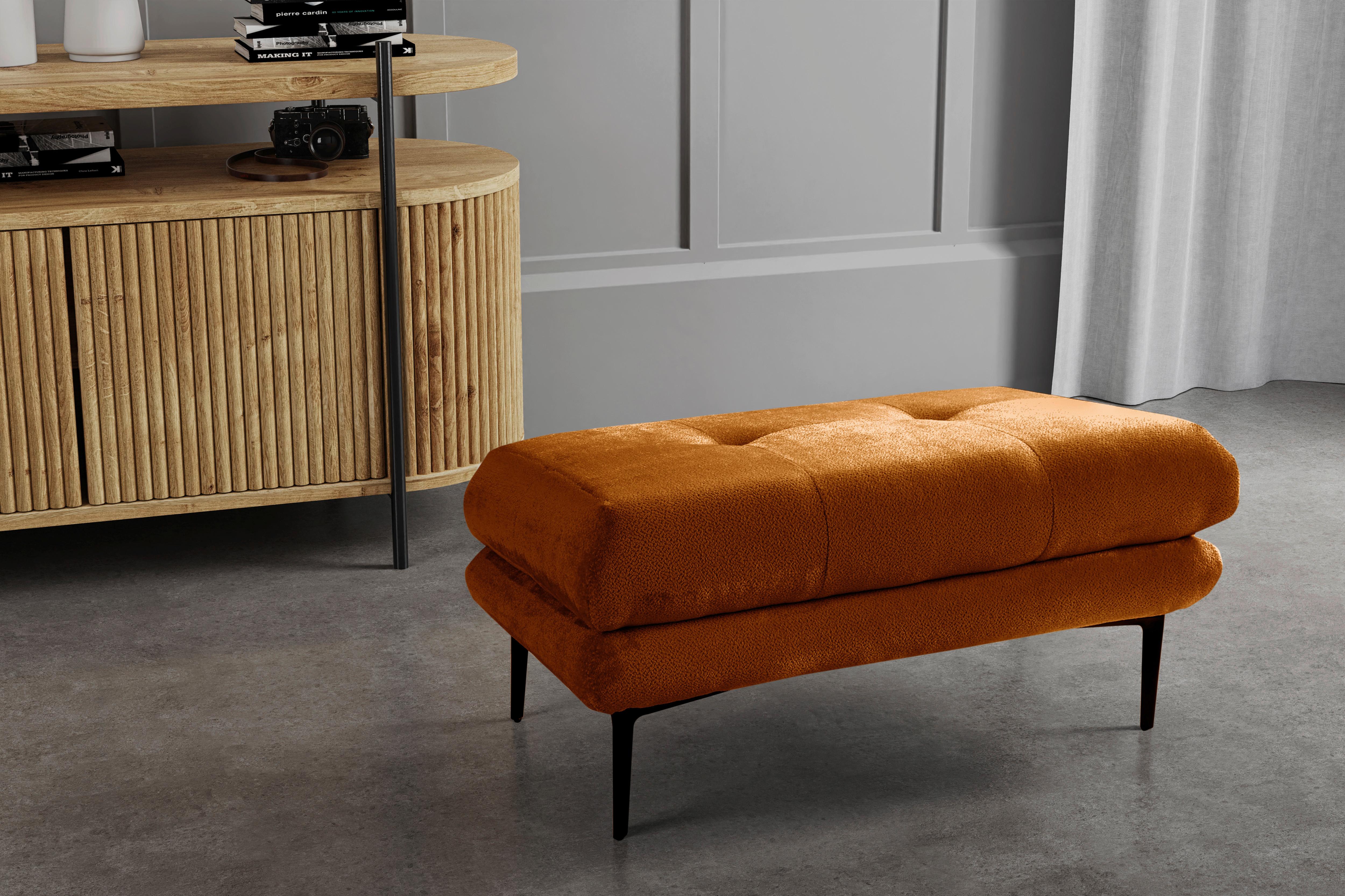 Hocker Ankona Rostfarben/Schwarz, 80 cm - Rostfarben/Schwarz, Design, Textil (80/48/80cm) - MID.YOU