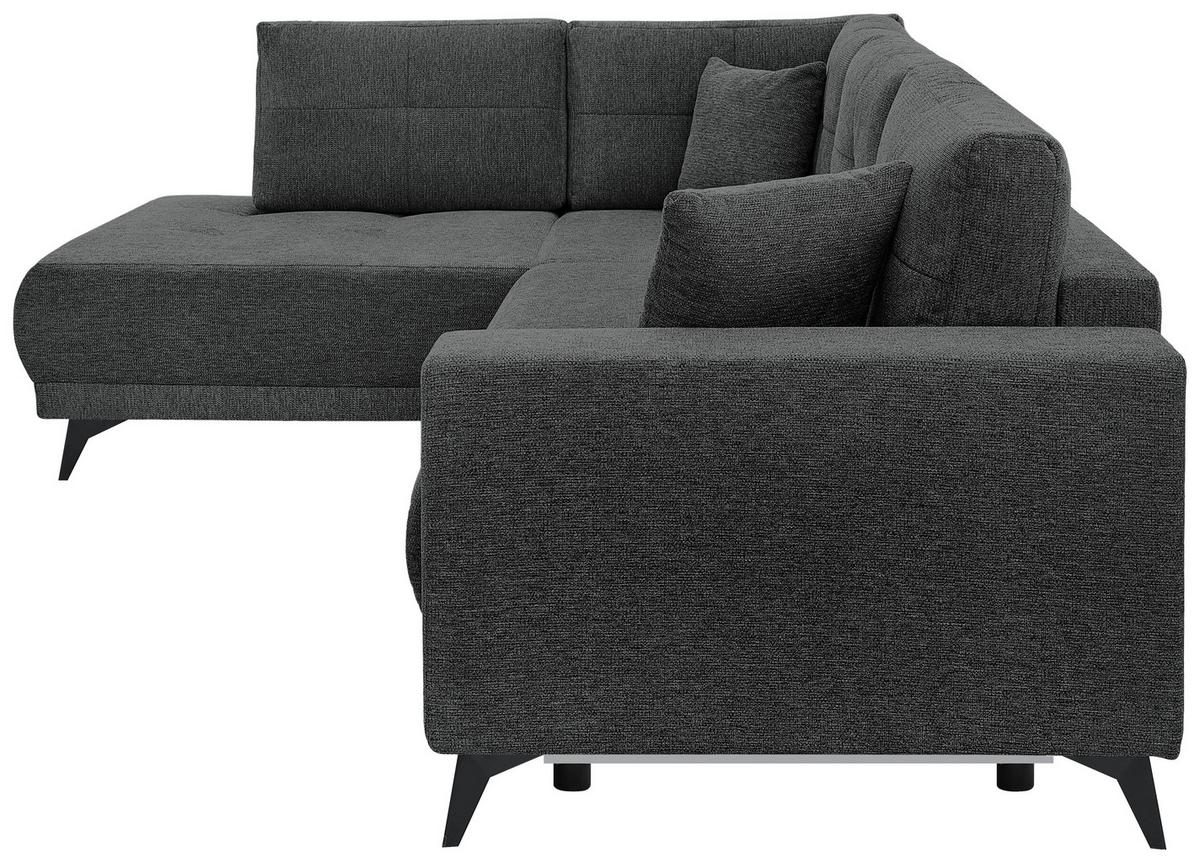 Ecksofa mit Schlaffunktion & Bettkasten Texas Anthrazit - Anthrazit/Schwarz, KONVENTIONELL, Holz (203/259cm)