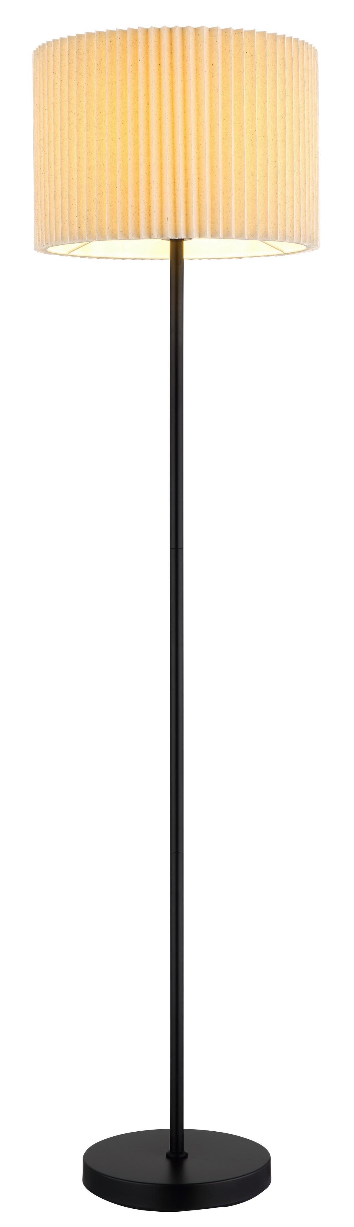 Stehleuchte Naturfarben Schwarz D: 38 cm - Schwarz/Naturfarben, KONVENTIONELL, Textil/Metall (38/152cm) - Globo
