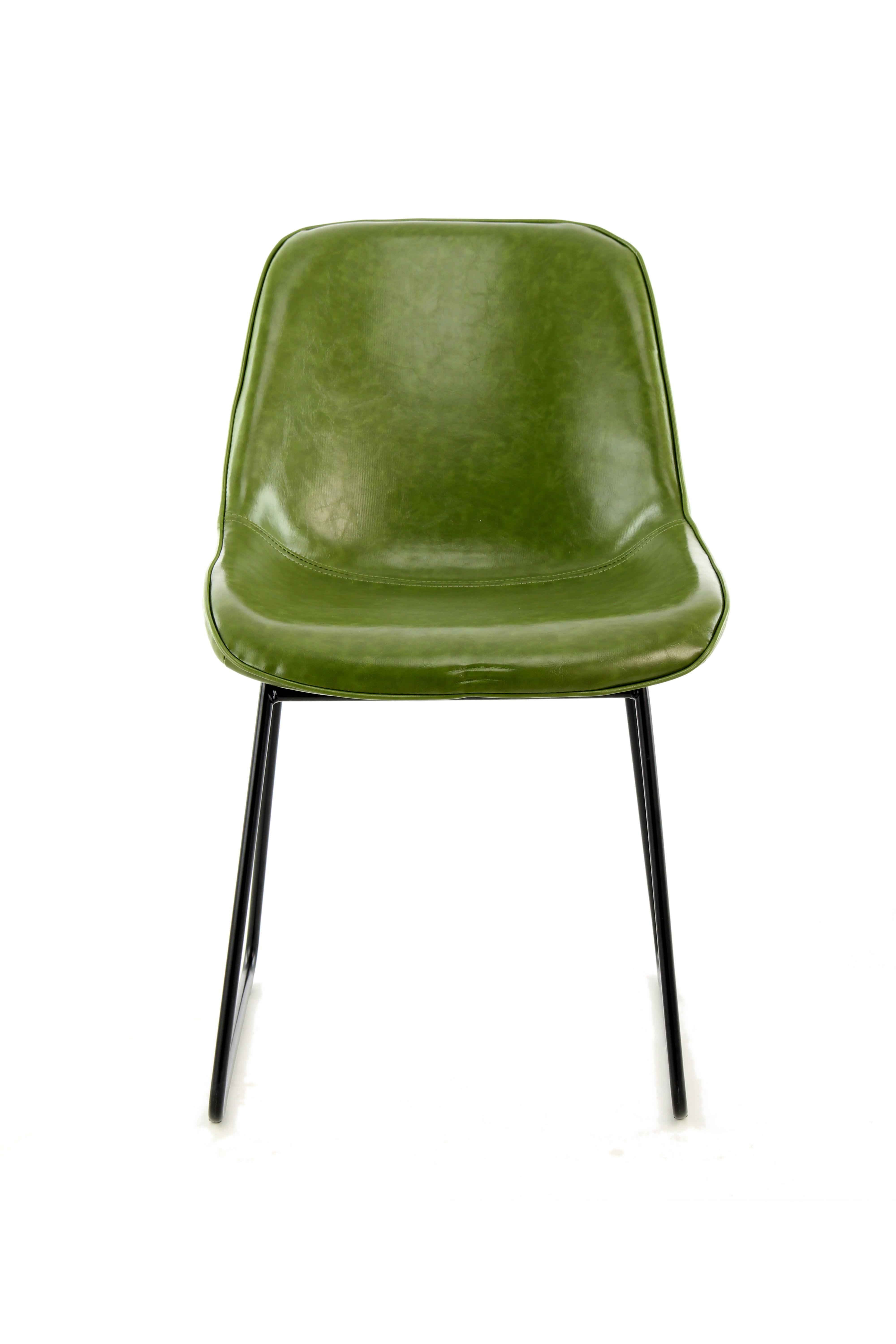 Schalenstuhl Cora Grün Gepolstert 2er-Set - Grün, MODERN, Leder/Metall (49,5/81/64,5cm) - Kayoom